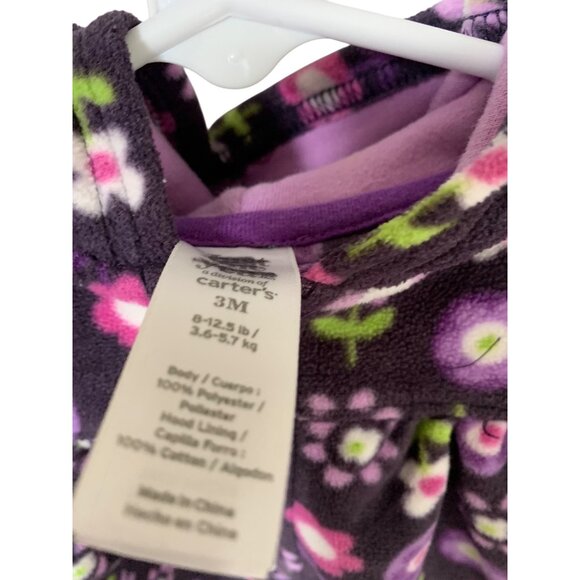 Just One You Carter's Girls Infant baby Size 3 Months Long Sleeve Fleece Hoodie - Picture 2 of 3